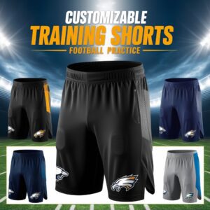 "Customizable lightweight training shorts for football practice, breathable and perfect for teams, available for bulk purchase."