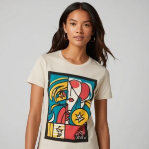 Custom women's graphic t-shirt with bold, personalized designs, crafted from high-quality materials.